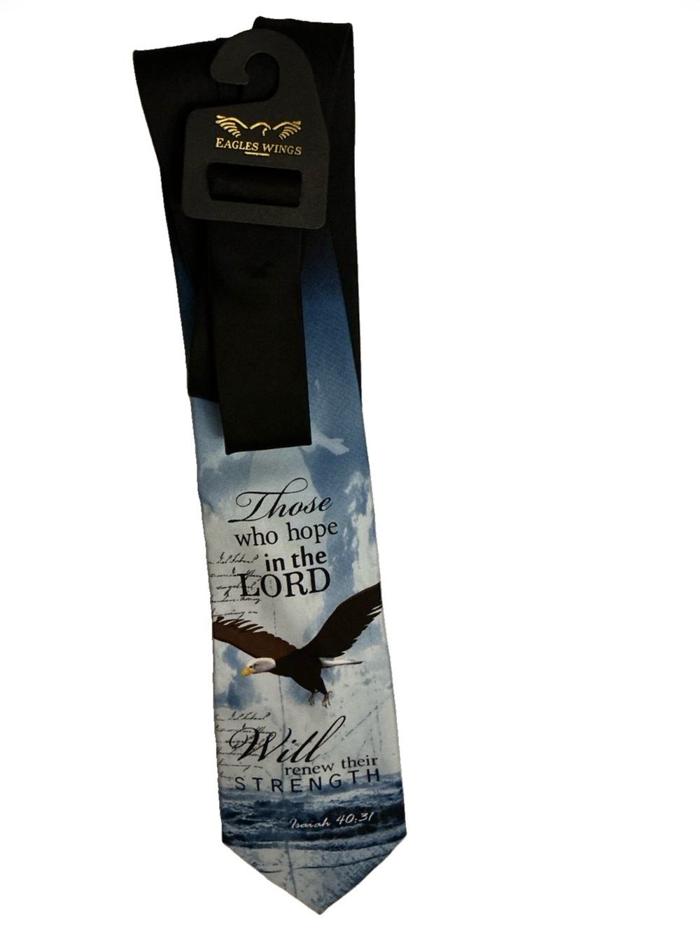 Eagles Wings Inspirational Silk Tie in Blue and Black